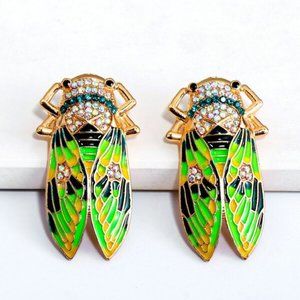 Anthropologie Vibrant Gold and Lime Earrings